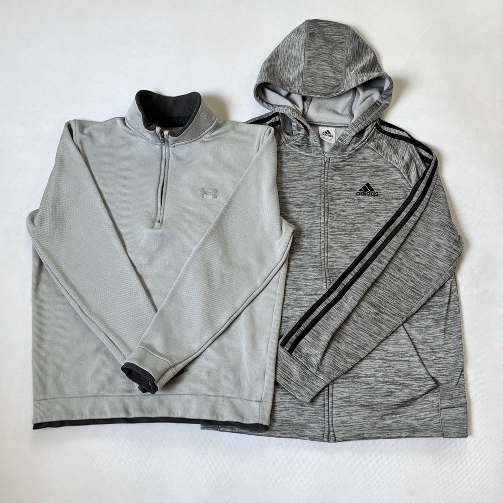 Under Armor men’s golf quarter zip and hooded adidas jacket.